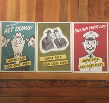 Load image into Gallery viewer, WWII Poster, "Button Your Lip! Loose Talk Can Cost Lives," Soglow