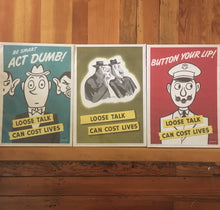 Load image into Gallery viewer, WWII Poster, "Loose Talk Can Cost Lives," Steig