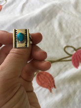 Load image into Gallery viewer, Native stamped sterling and turquoise ring
