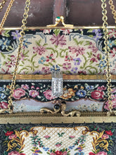 Load image into Gallery viewer, Vintage Petit Point Handbag with black clasp
