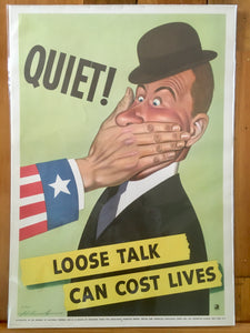 WWII Poster, "Quiet! Loose Talk Can Cost Lives," Holcomb